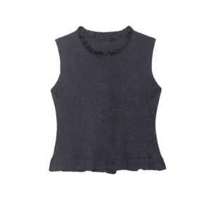 Solid-Color Casual Tank Top With Ruffled Trim — Dark Gray