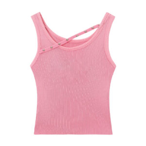 Pink Tank Top With Rivet Design