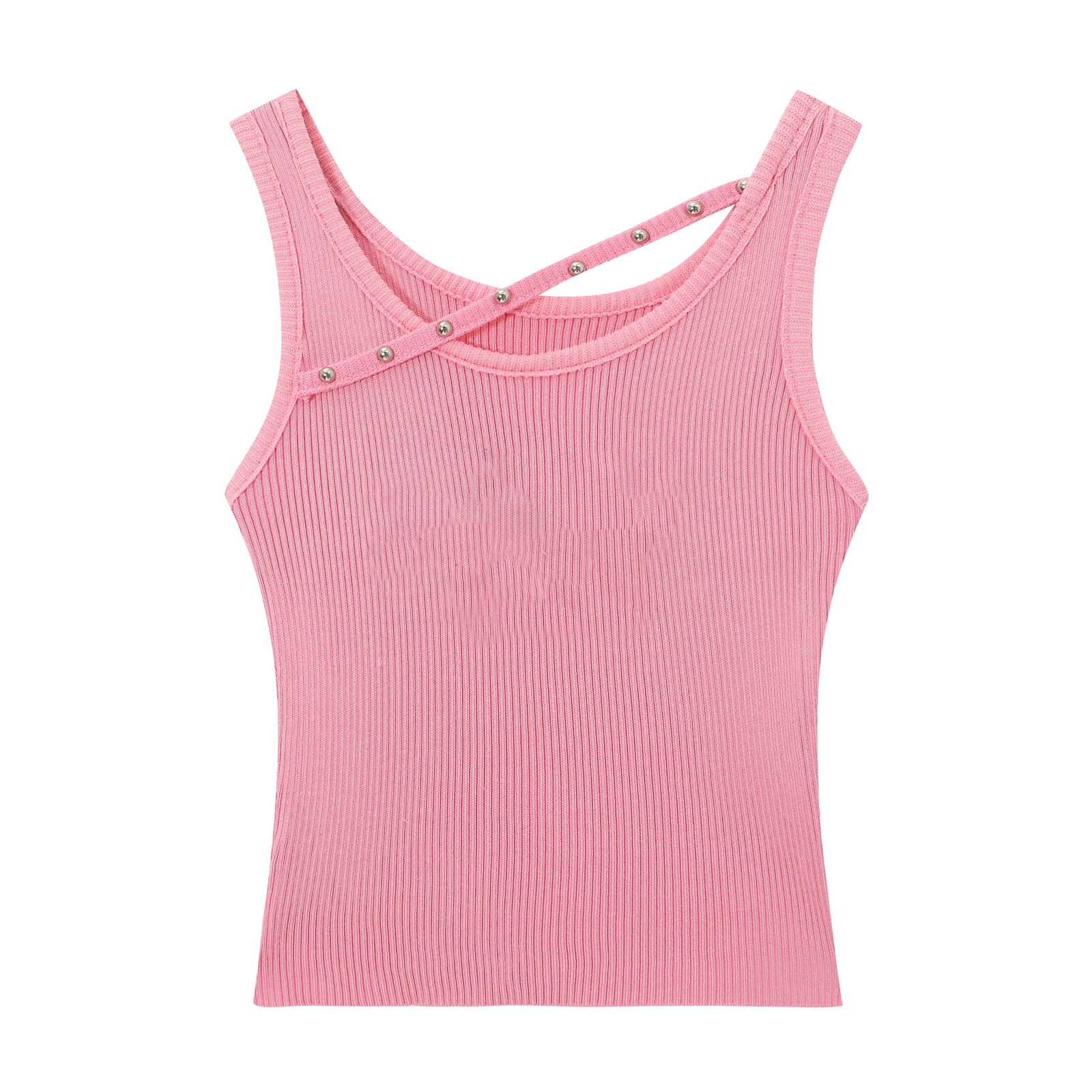 Pink Tank Top With Rivet Design