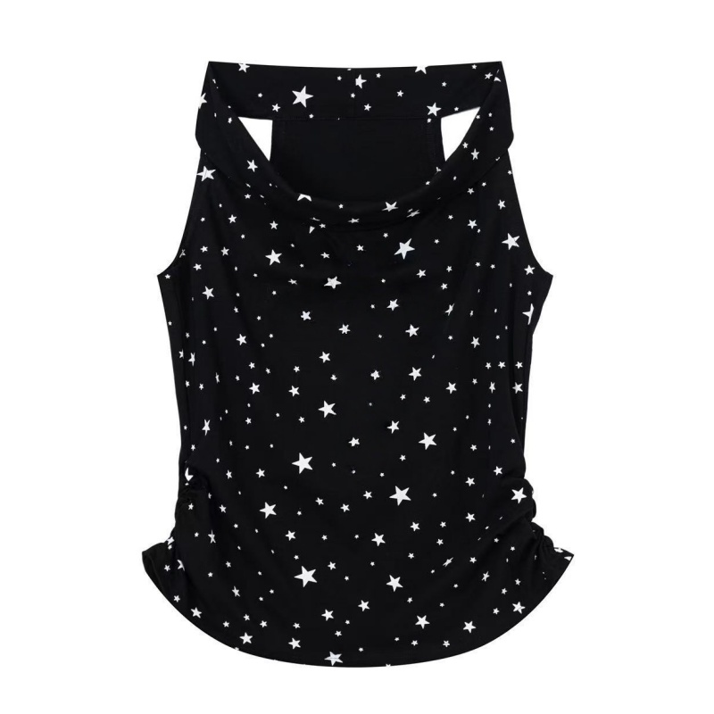 All-Over Star Print Trendy Tank Top – Black