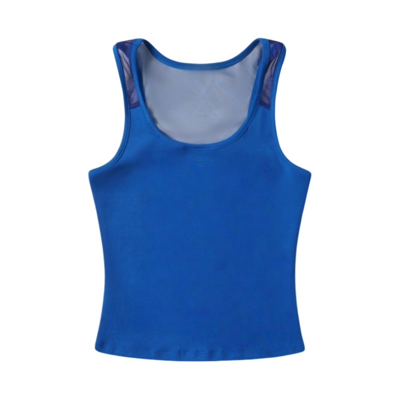 Mesh-Strap Tank Top — Blue