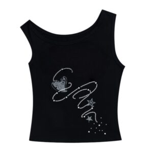 Trendy Cropped Tank Top — Black
