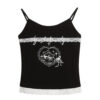 Black Tank Top With Lace-Trimmed Hem