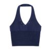 Classic Sporty Halter-Neck V-Neck Tank Top — Navy Blue